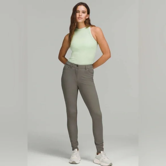 lululemon | size 28 City Sleek Slim-Fit 5 Pocket High-Rise Pant in Grey Sage - Picture 1 of 12